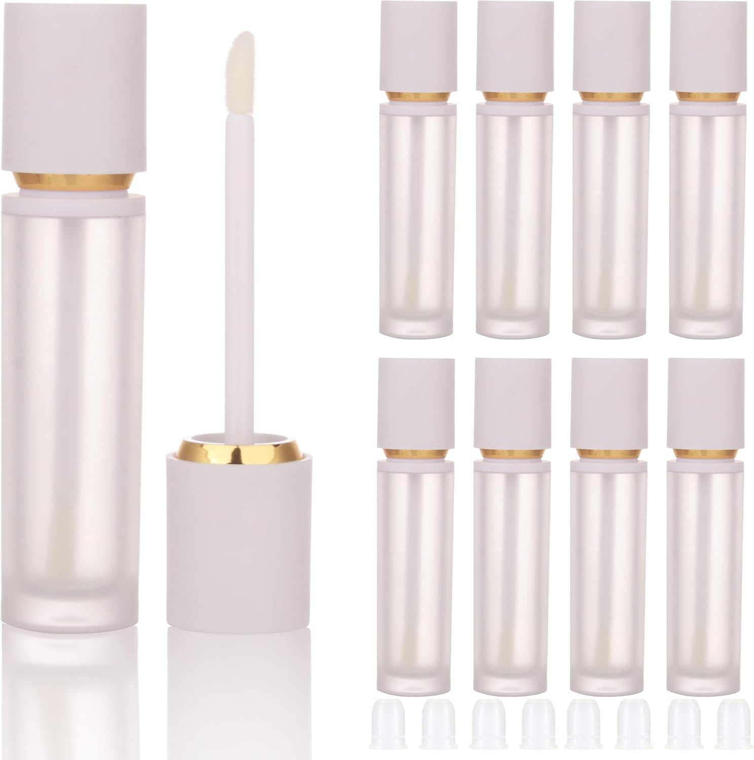 COSIDEA Leere, weiße, dicke Lipgloss-Tuben, 8 ml, Lipgloss-Tube mit Zauberstab-Applikator für Lippenöl-Tönungsflaschen, Behälter, 8 Stück